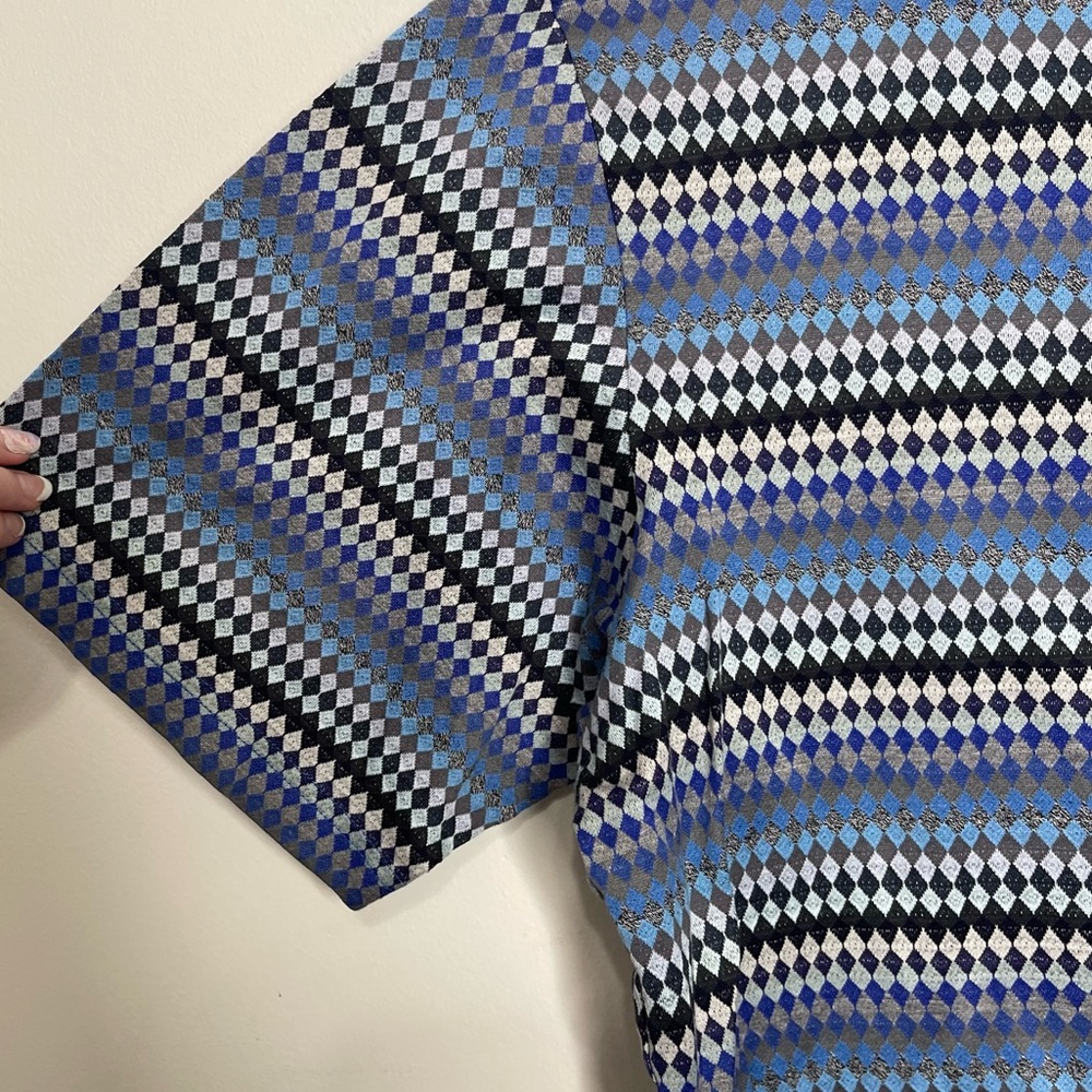 Bugatchi Uomo Blue Geometric Diamond Pattern Shor… - image 5